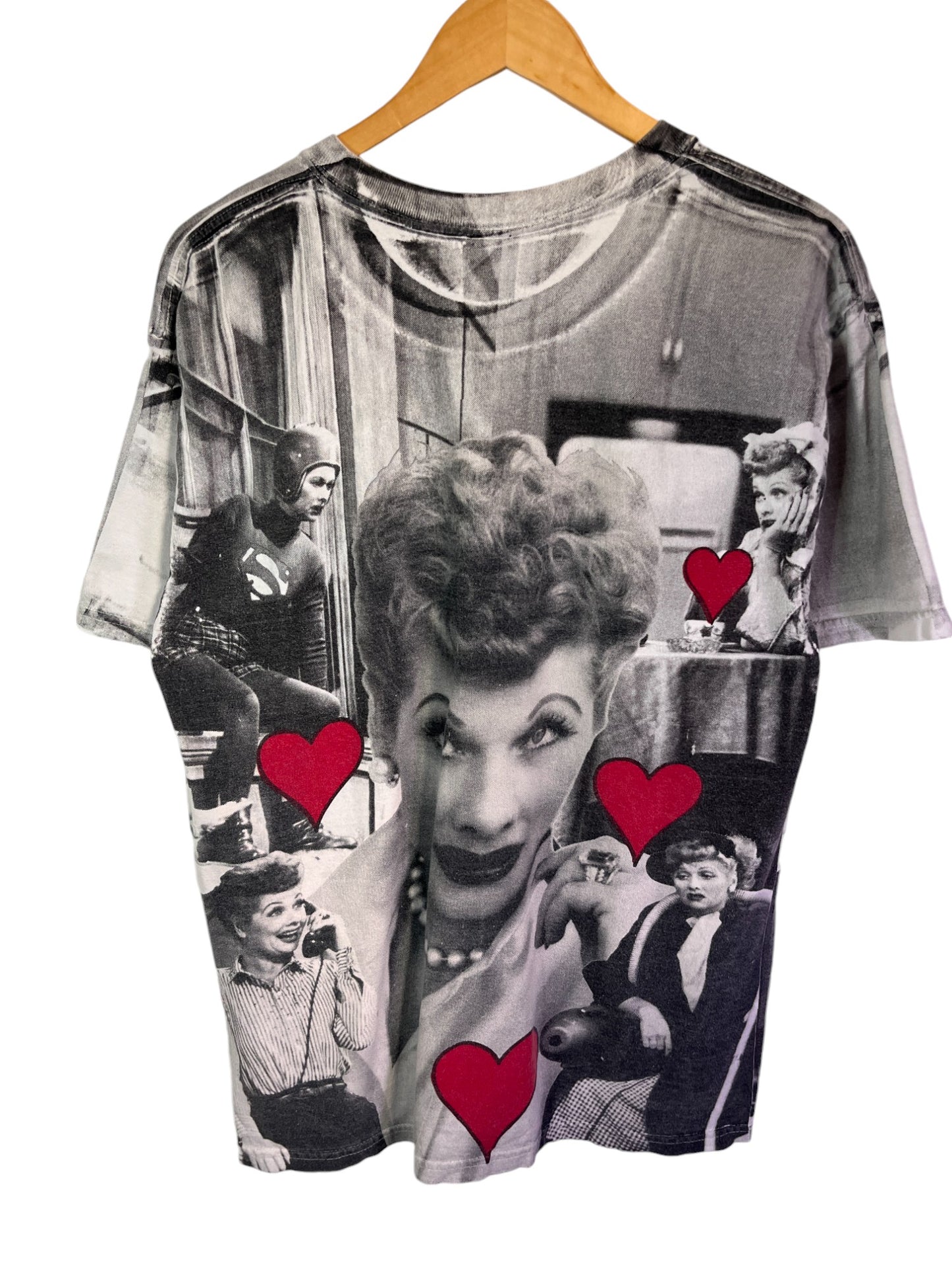 Vintage All Over Print I Love Lucy Graphic Tee AOP Size Large