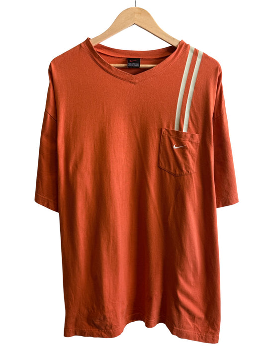 Vintage 90's Nike Orange Swoosh Logo Pocket Tee Size XXL