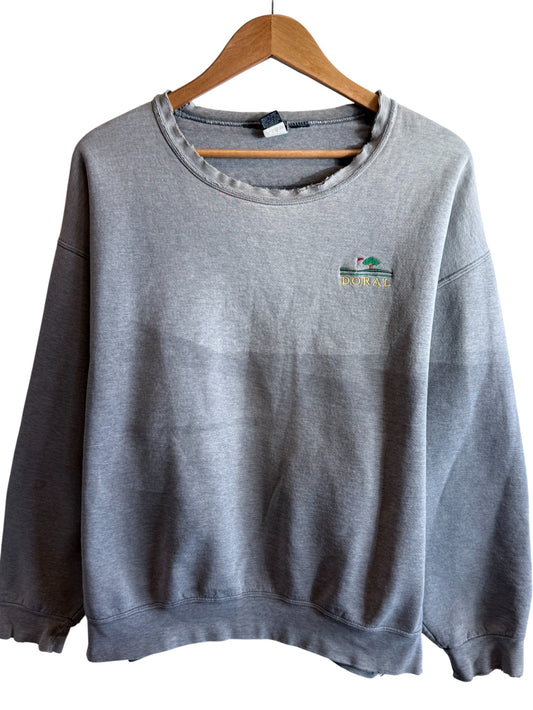 Vintage Thrashed Grey Golf Embroidered Crewneck Sweater Size Large