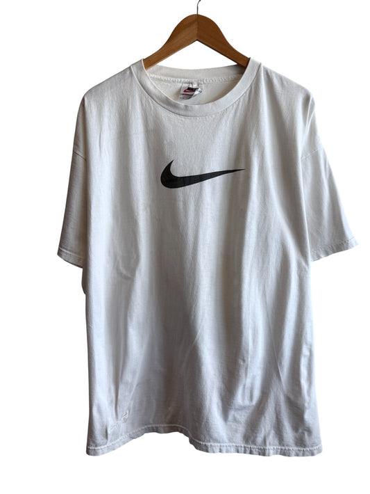 Vintage 90's Nike White Big Swoosh Graphic Tee Size XL