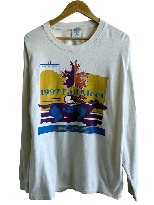 Vintage 1997 Churchill Downs Horse Racing Long Sleeve Shirt Size XL
