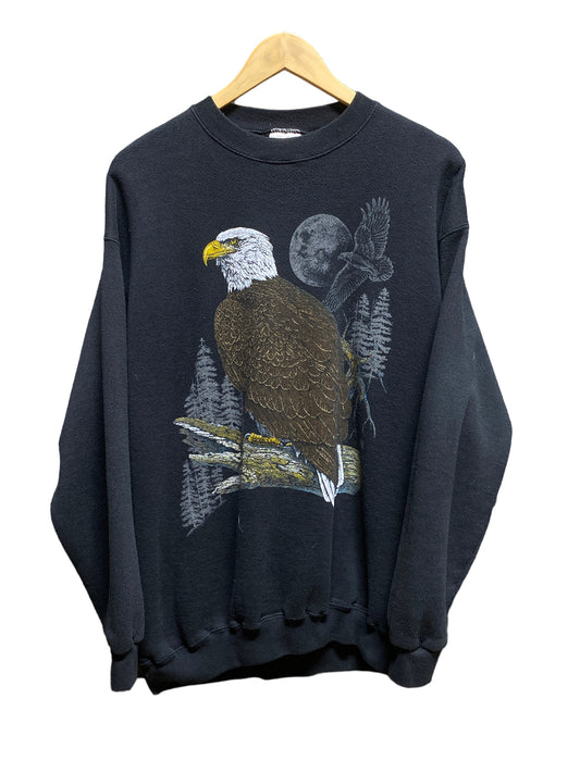 Vintage 90's Tultex Bald Eagle Nature Graphic Crewneck Size Large