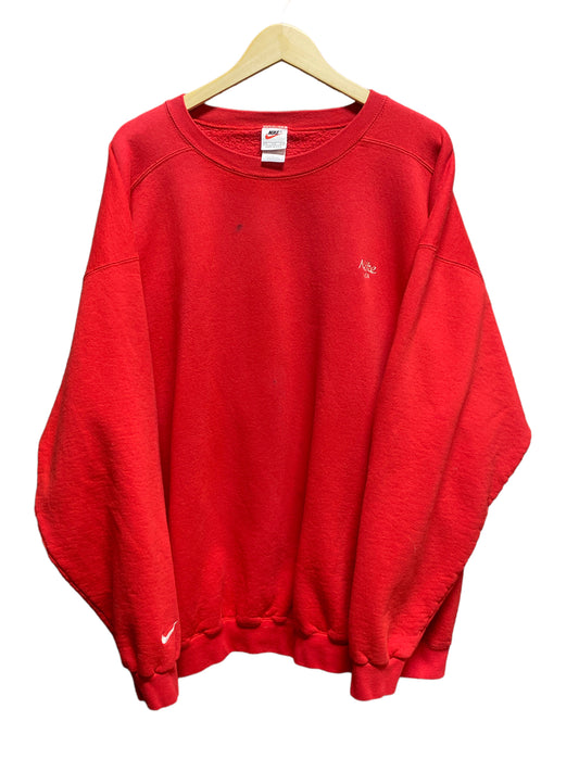 Vintage 90's Nike Made in USA Small Script Red Crewneck Size XXL