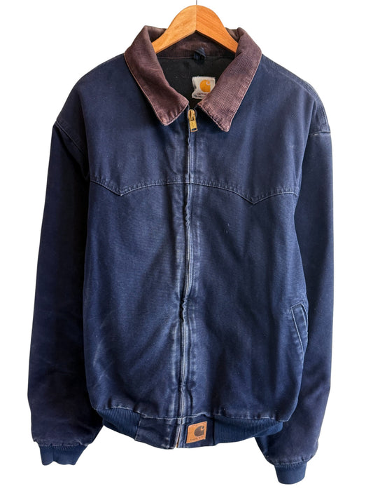 Vintage Carhartt Santa Fe Faded Blue Zip Up Work Jacket Size Medium