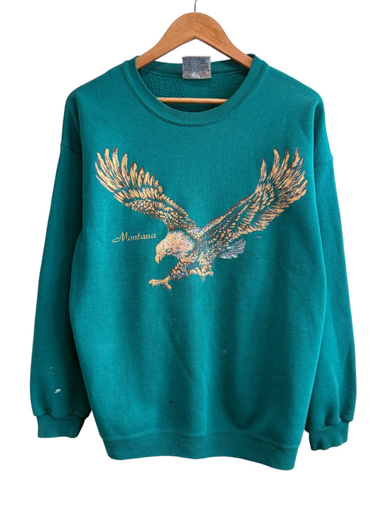 Vintage 90's Heavyweight Bald Eagle Montana Nature Sweater Size Large