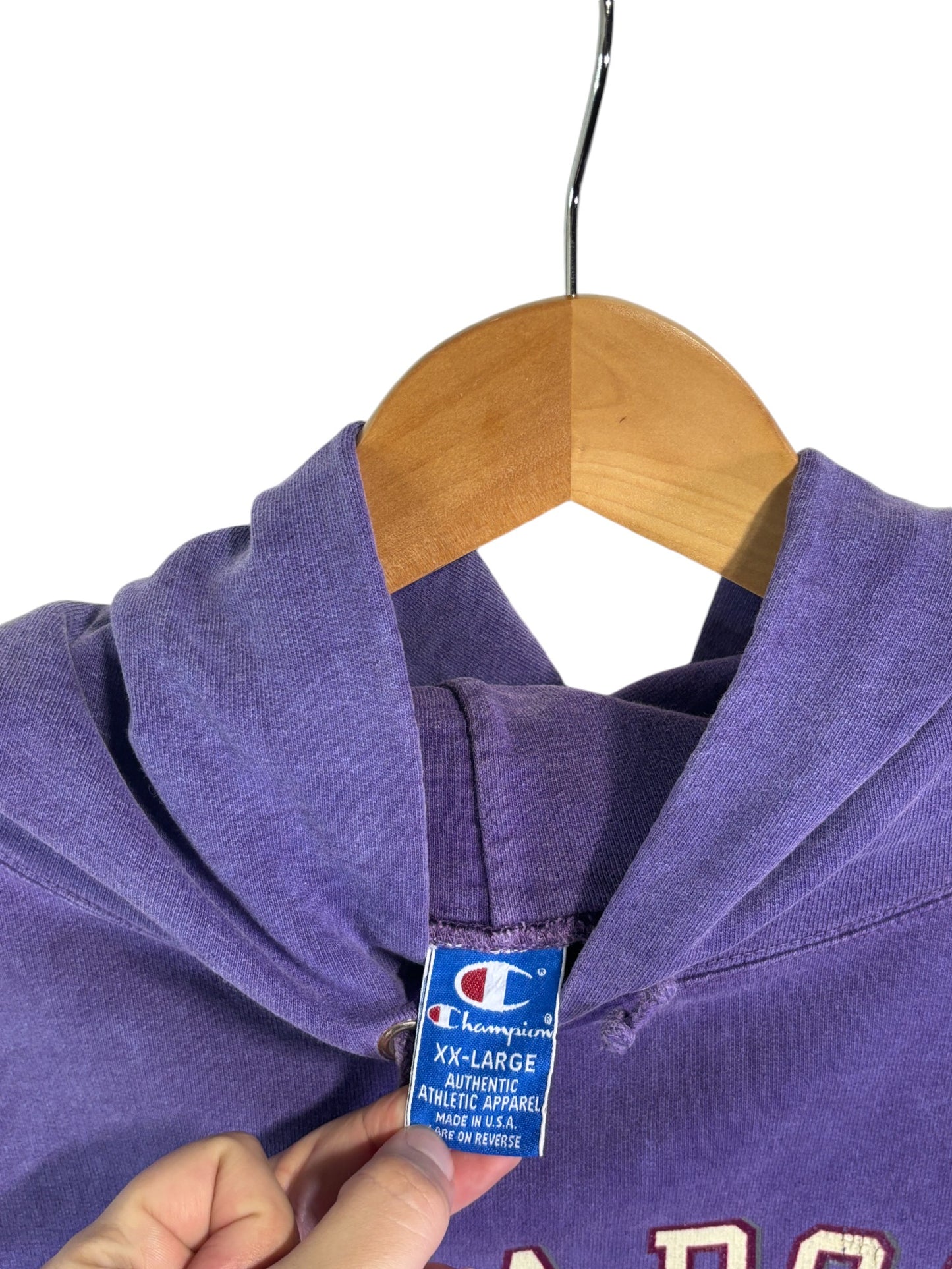 Vintage 90's Champion Overdyed Purple Reverse Weave Row Hoodie Size XXL