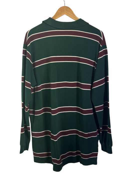 Vintage Polo Ralph Lauren Made in USA Green Striped Long Sleeve Size Large