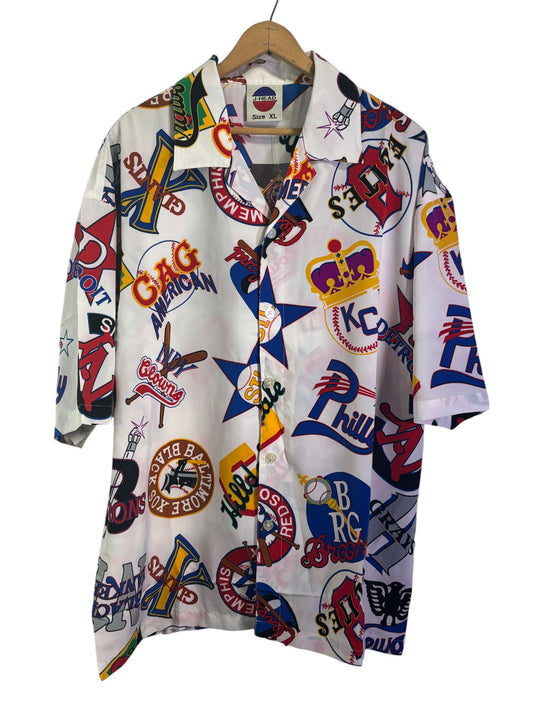 Vintage J-Head Negro Baseball League AOP Short Sleeve Button Up Size XL