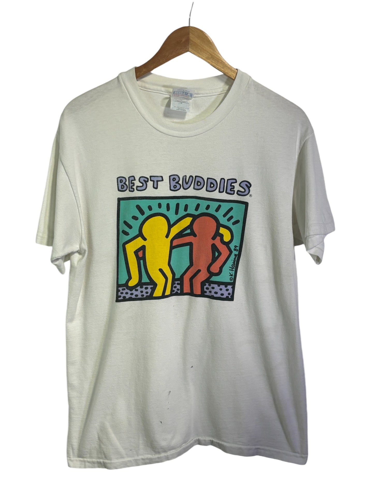 Vintage 90's Keith Haring Best Buddies Pop Art Graphic Tee Size Medium