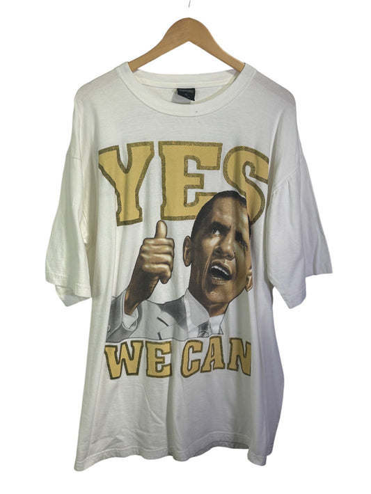 Vintage 00's Obama Yes We Can Rap Style Big Print Graphic Tee Size XXL