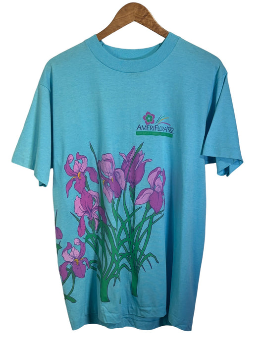 Vintage 1992 Ameriflora Flower Big Print Graphic Tee Size Large