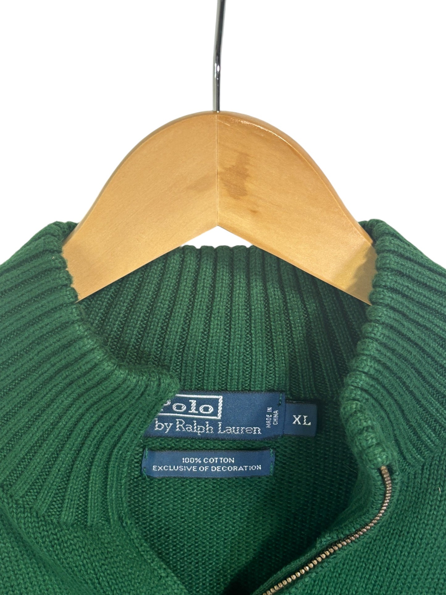 Vintage 00's Polo Ralph Lauren Green Quarter Zip Knit Sweater Size XL