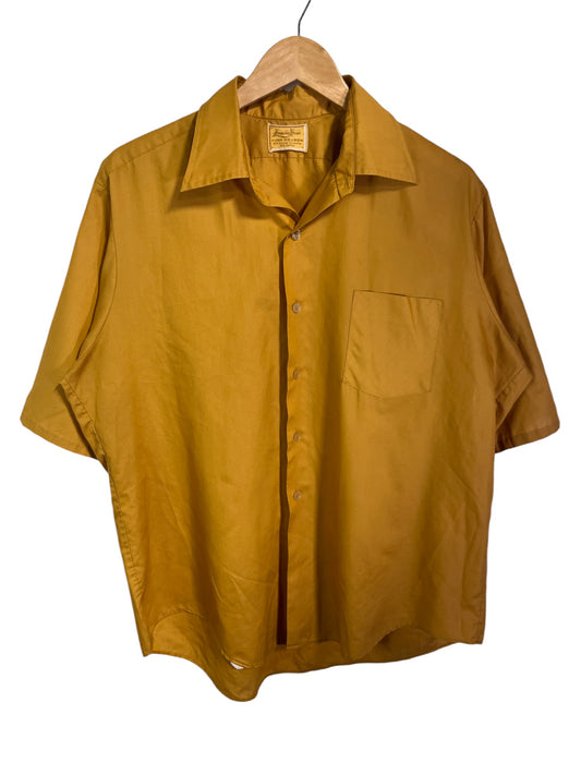 Vintage Van Heusen Yellow Button Up Short Sleeve Shirt Size Large