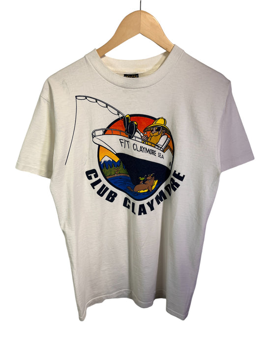 Vintage 90's Club Claymore Fishing Graphic Tee Size Medium