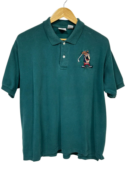 Vintage 90's Looney Tunes Taz Golf Polo Shirt Size Large