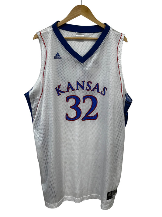 Vintage Adidas Kansas City Jayhawks #32 White College Jersey Size XXL