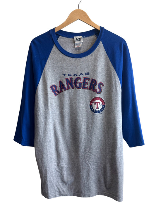 Vintage 90's Texas Rangers 3/4 Sleeve Baseball Graphic Tee Size XL