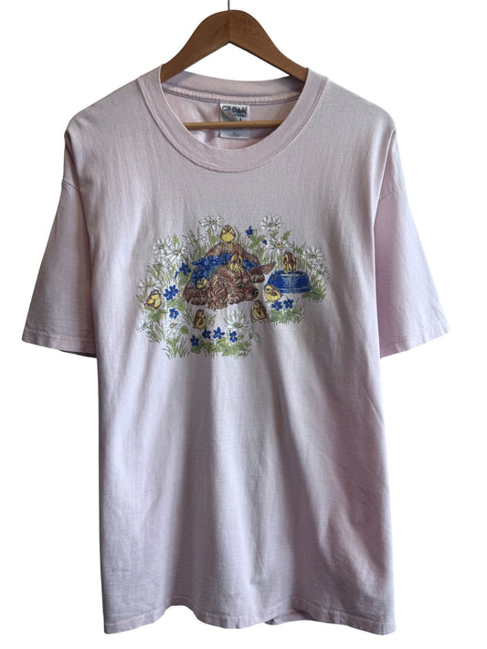 Vintage 90's Puppy Sleeping Nature Graphic Tee Size XL