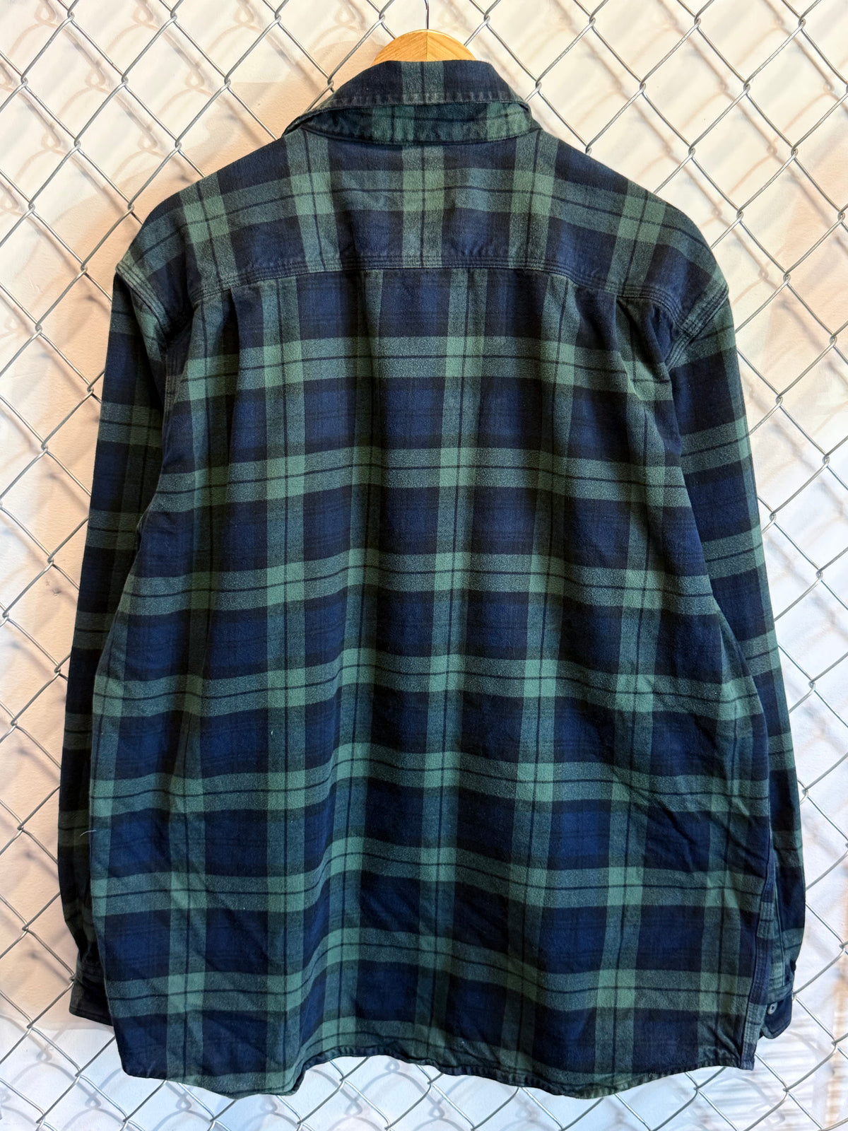 Carhartt Loose Fit Blue Green Flannel Work Button Up Shirt Size Large