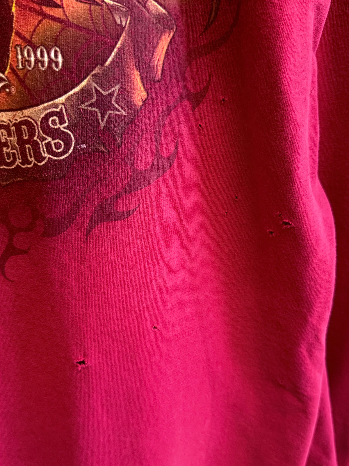 Y2K Orange County Choppers Distressed Red Long Sleeve Shirt Size Large