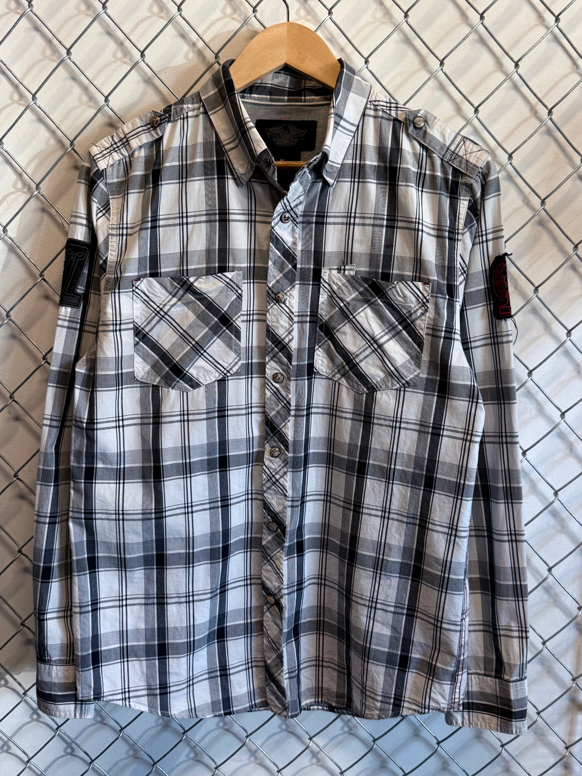 Harley Davidson Plaid Motorcycle Button Up Shirt Size Medium
