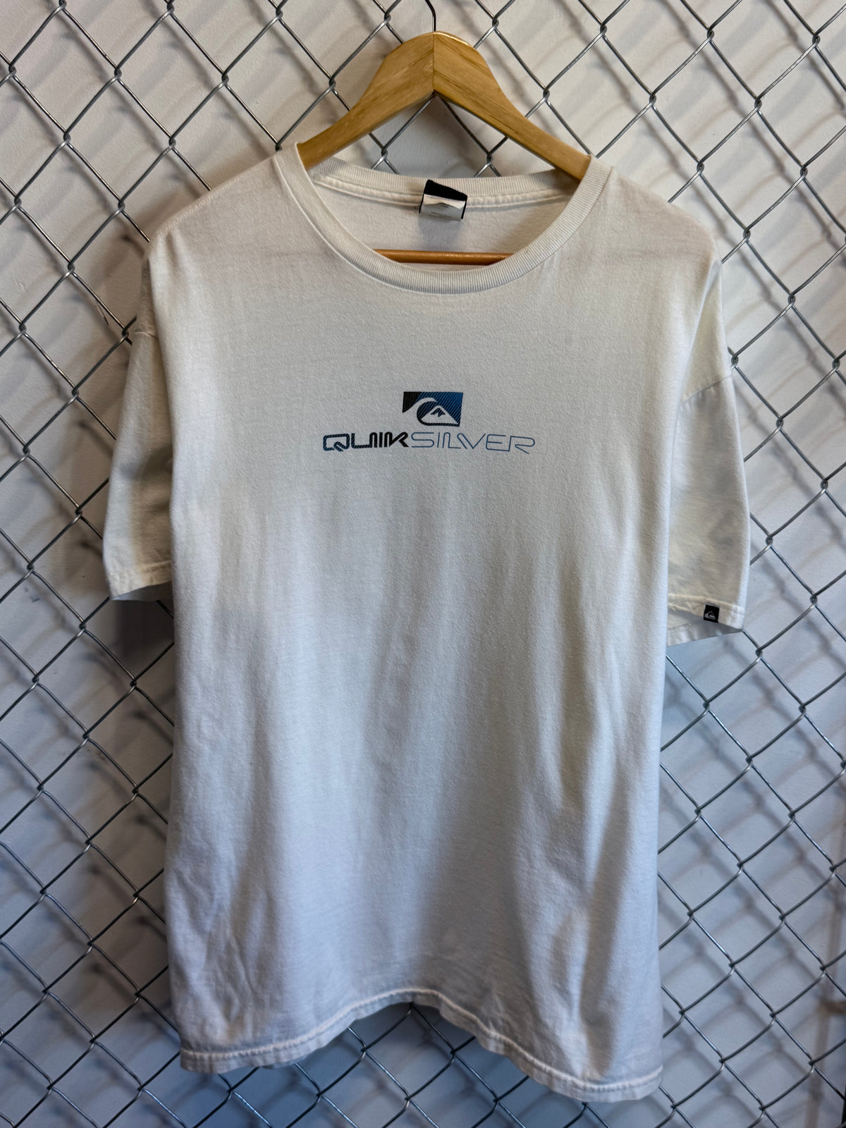 Y2K Quiksilver Classic Logo Double Sided Graphic Surf Tee Size Large