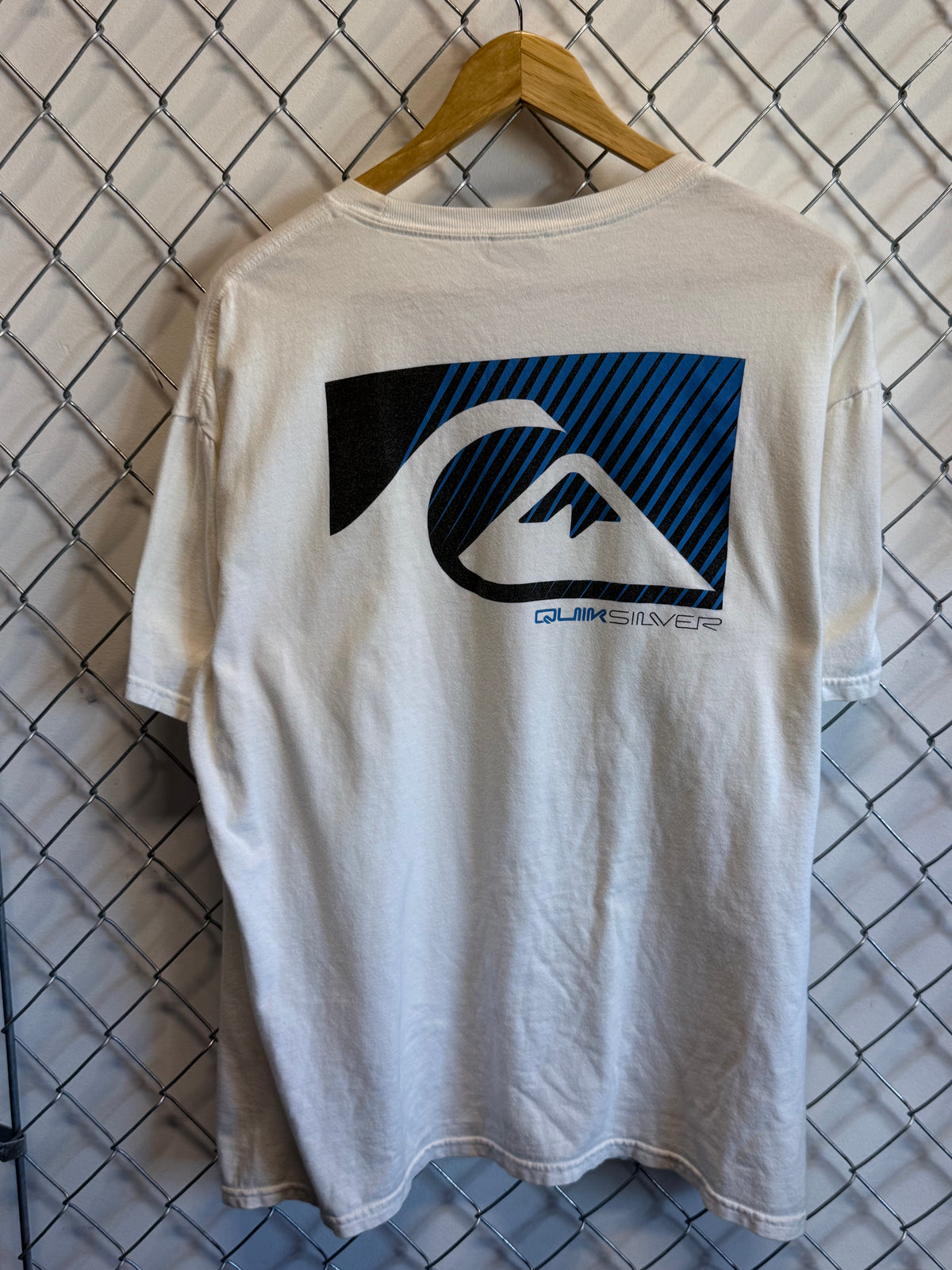Y2K Quiksilver Classic Logo Double Sided Graphic Surf Tee Size Large