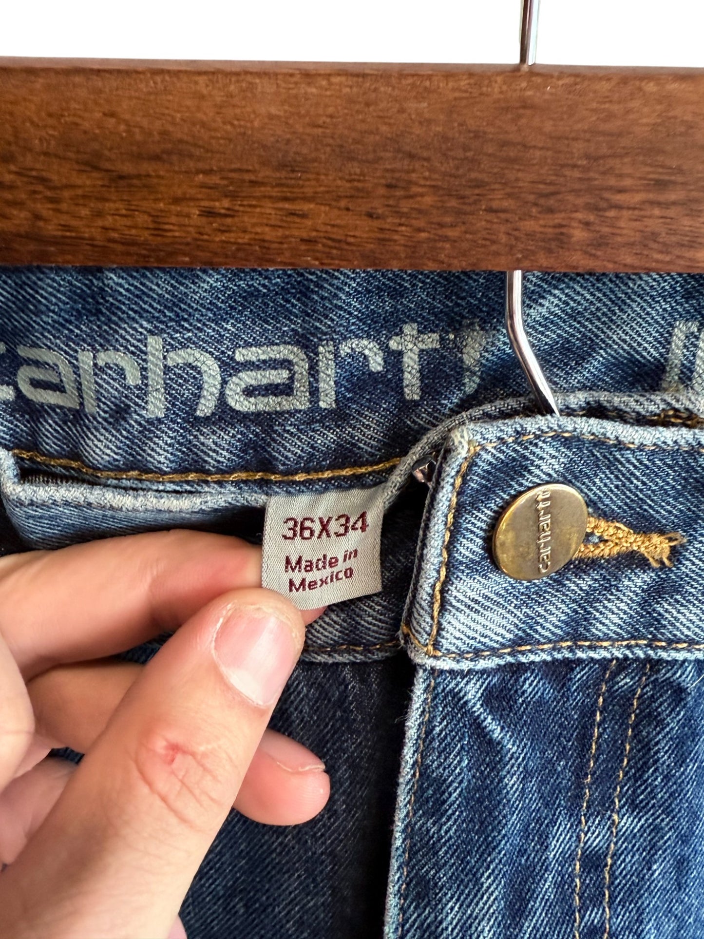 Vintage Carhartt Denim Double Knee Carpenter Jeans Size 36x34