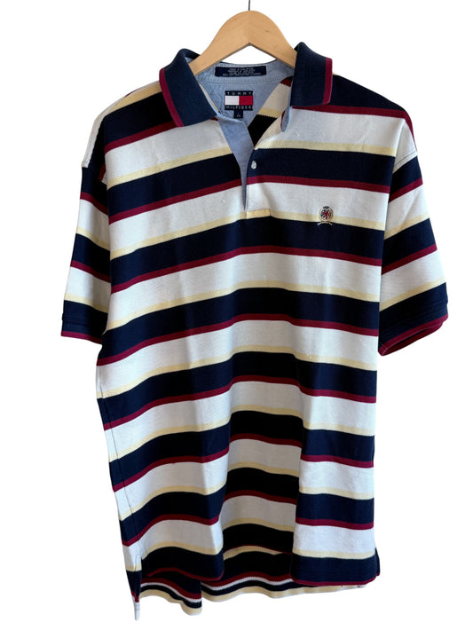 Vintage 90's Tommy Hilfiger Striped Crest Polo Shirt Size Large