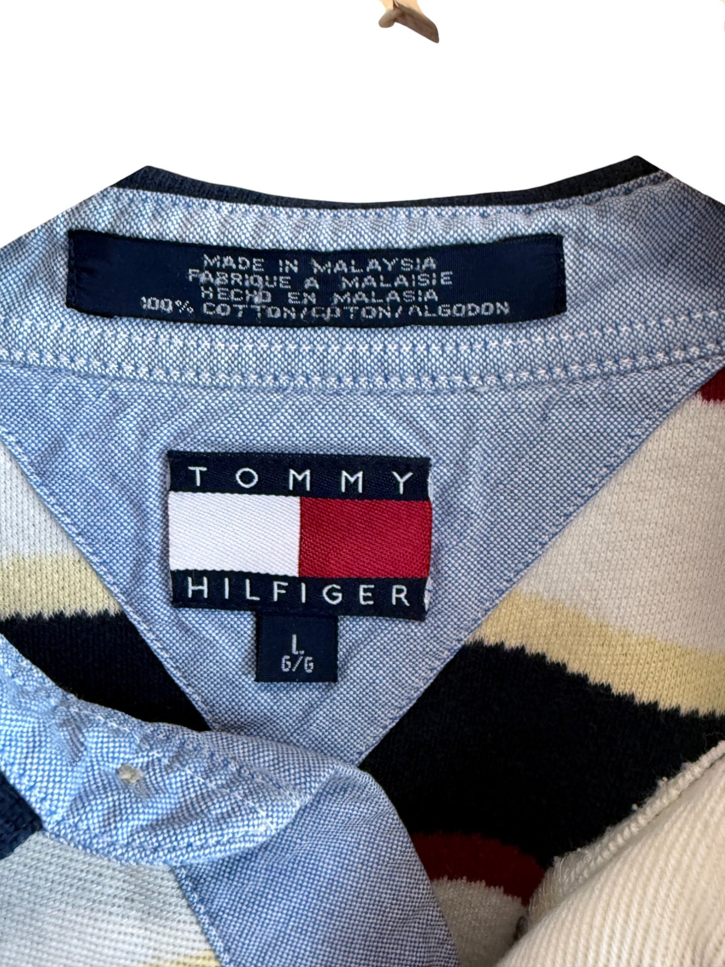 Vintage 90's Tommy Hilfiger Striped Crest Polo Shirt Size Large