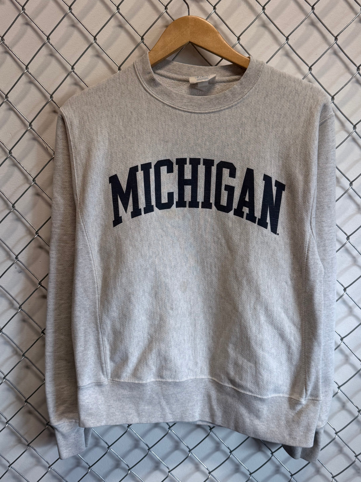 Champion Reverse Weave Michigan Spell Out Grey Sweater Size Small