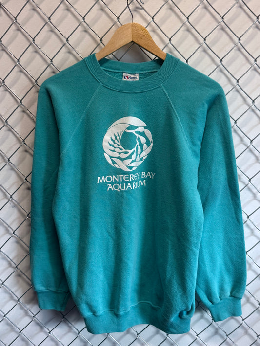 Vintage 80's Monterey Bay Aquarium Blue Crewneck Sweater Size Large