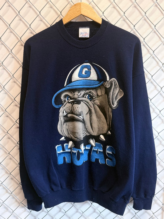 Vintage 90's Georgetown Hoyas Bulldog Big Print Mascot Sweater Size XL
