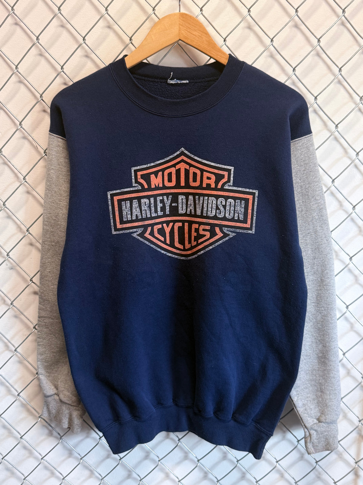 Vintage 90's Harley Davidson Two Tone Faded Crewneck Sweater Size Large