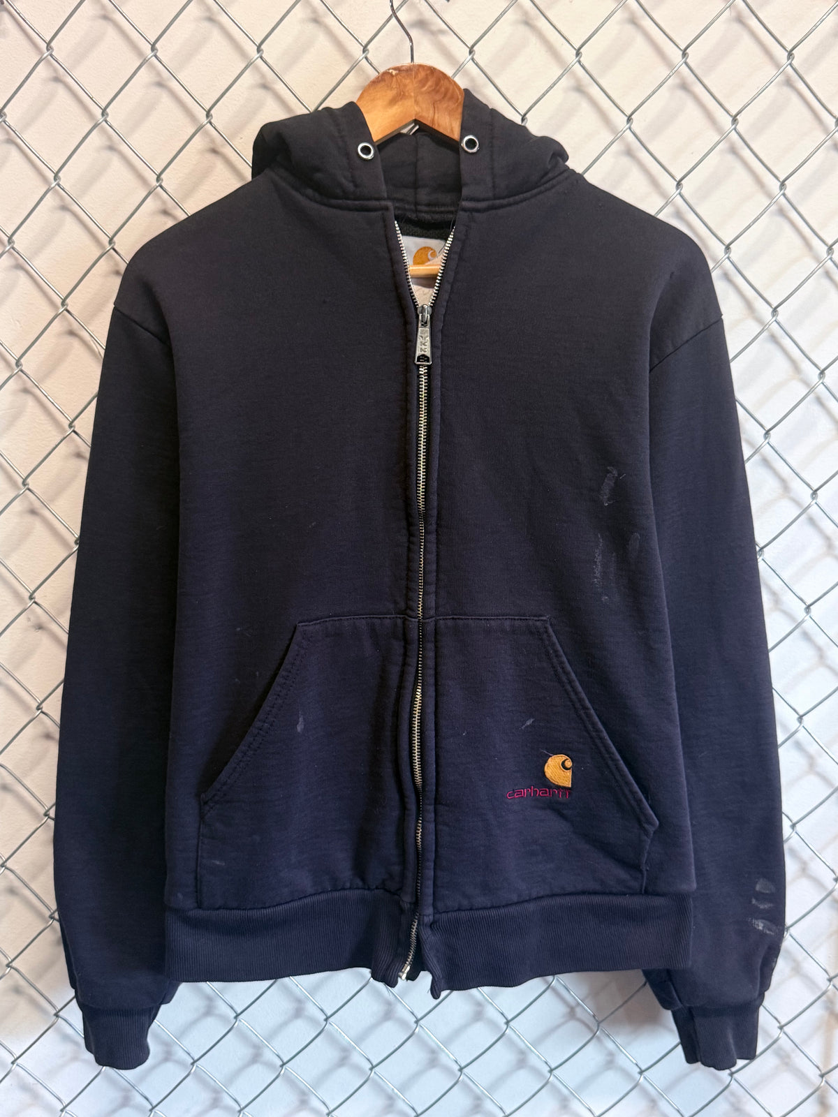 Vintage 90's Carhartt Distressed Classic Logo Zip Up Hoodie Size Large