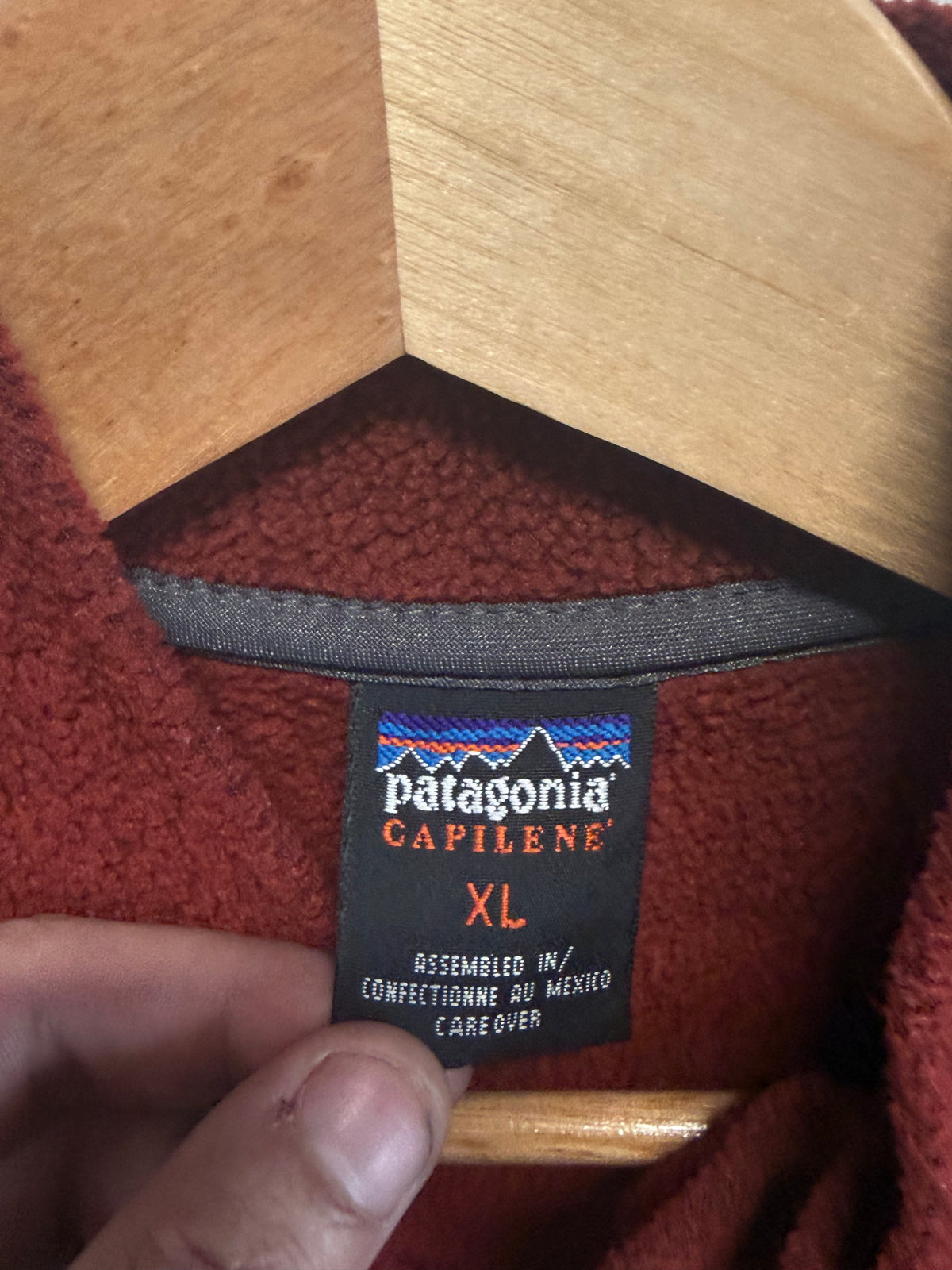 Patagonia Red Capilene Quarter Zip Fleece Sweater Size XL