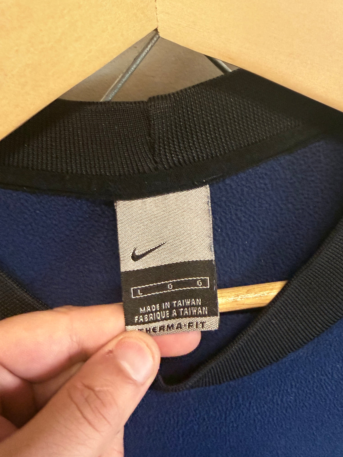 Vintage 90's Nike Blue Fleece Center Swoosh Sweater Size Large