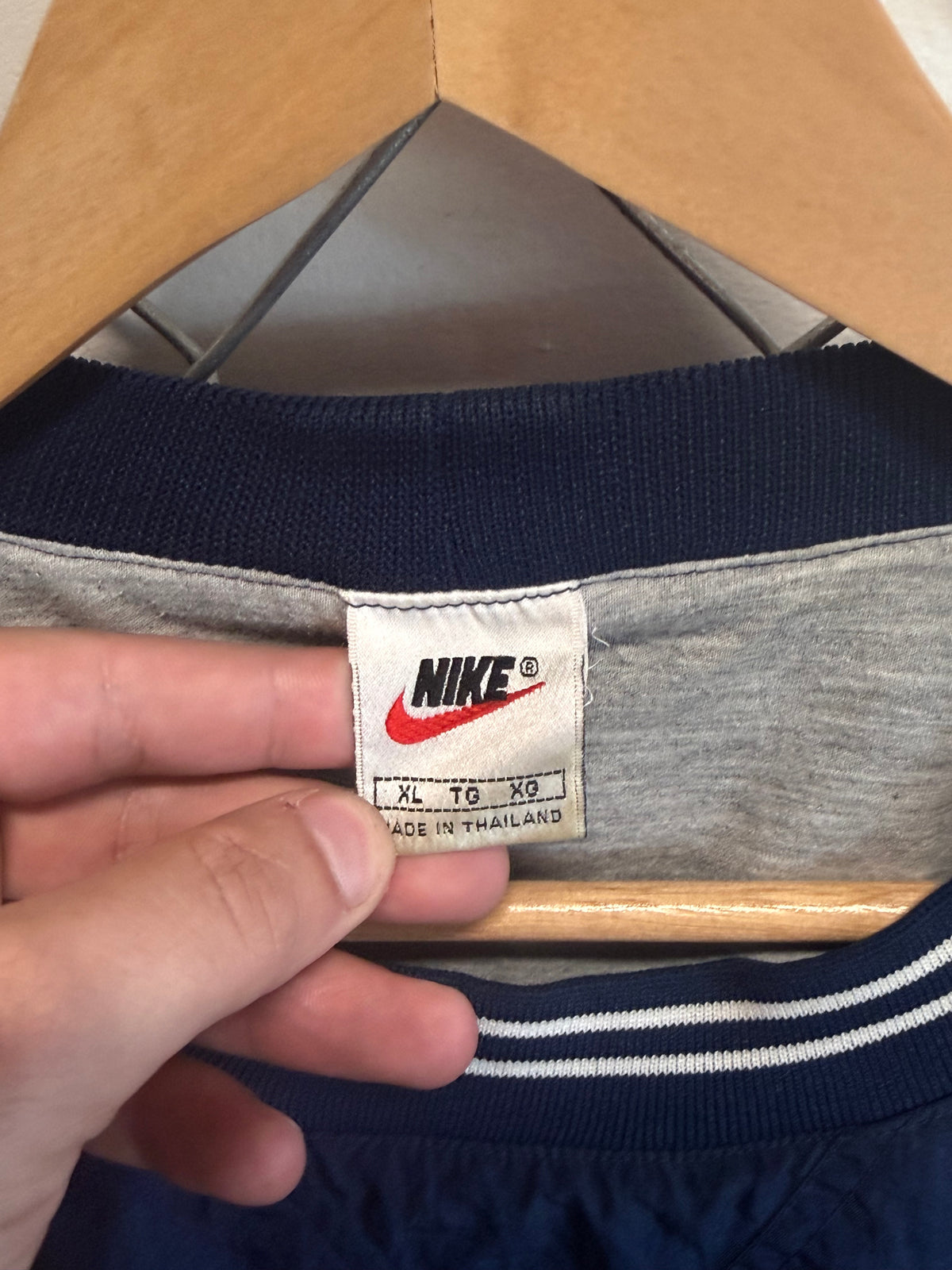Vintage 90's Nike Big Swoosh Navy Blue Windbreaker Jacket Size XL