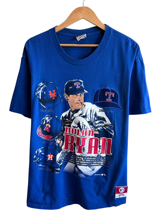 Vintage 90's Nolan Ryan Baseball Career Graphic Tee Size Large