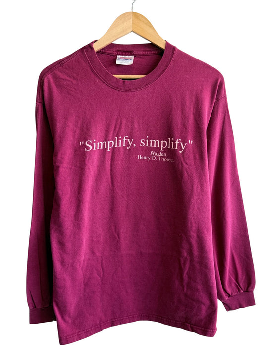 Vintage Simplify Henry Thoreau Long Sleeve Shirt Size Large