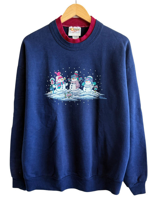 Vintage 90's Christmas Snowman Cartoon Sweater Size XL