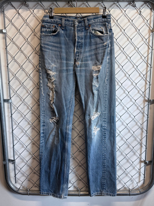 Vintage Levi's Thrashed 501 Distressed Denim Jeans Size 30x31