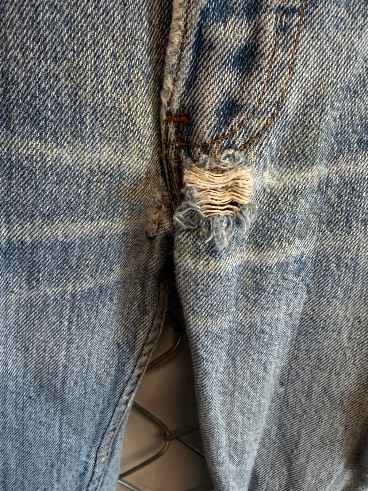 Vintage Levi's Thrashed 501 Distressed Denim Jeans Size 30x31