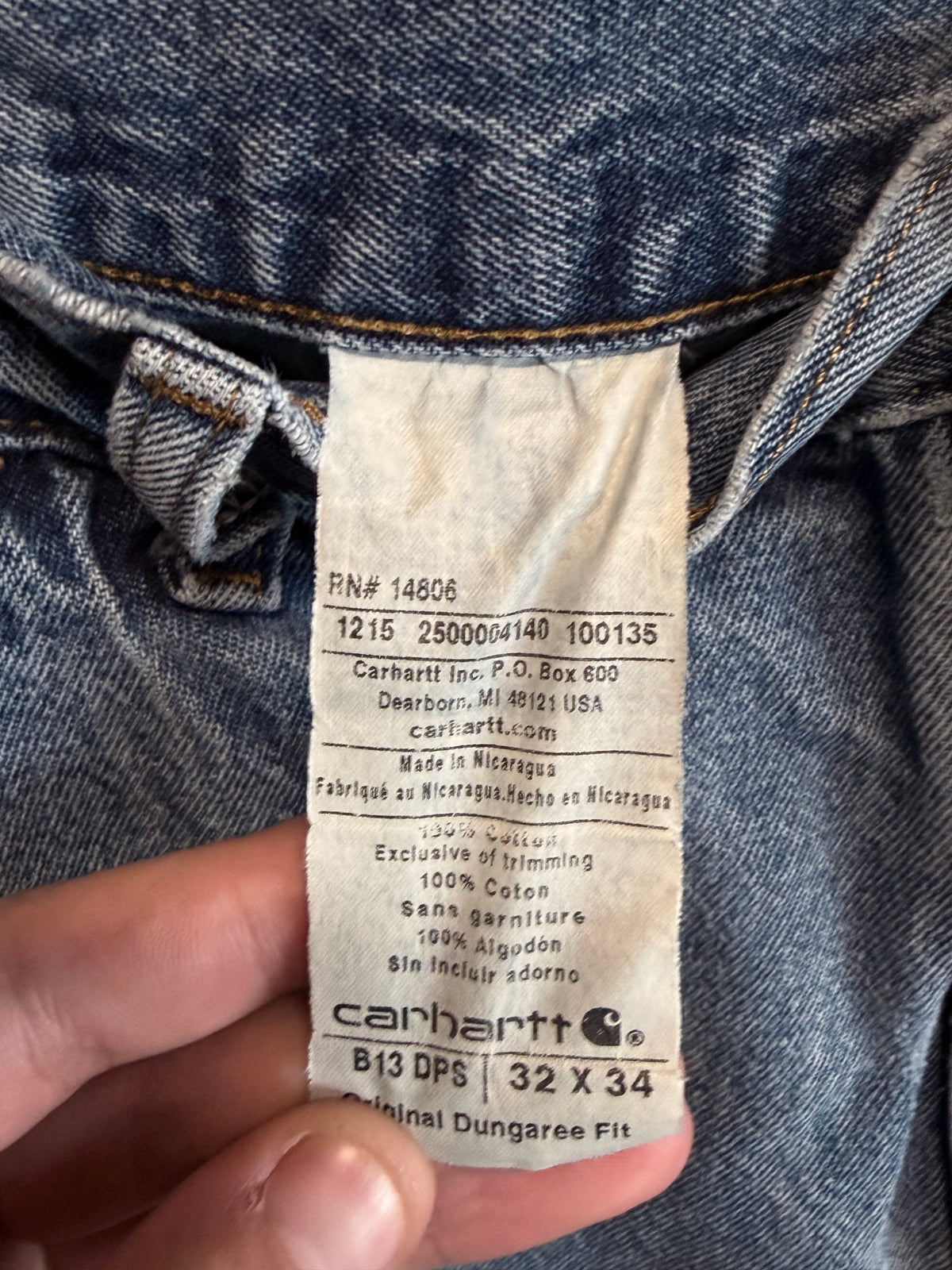 Carhartt Dungaree Denim Carpenter Jeans Size 32x31