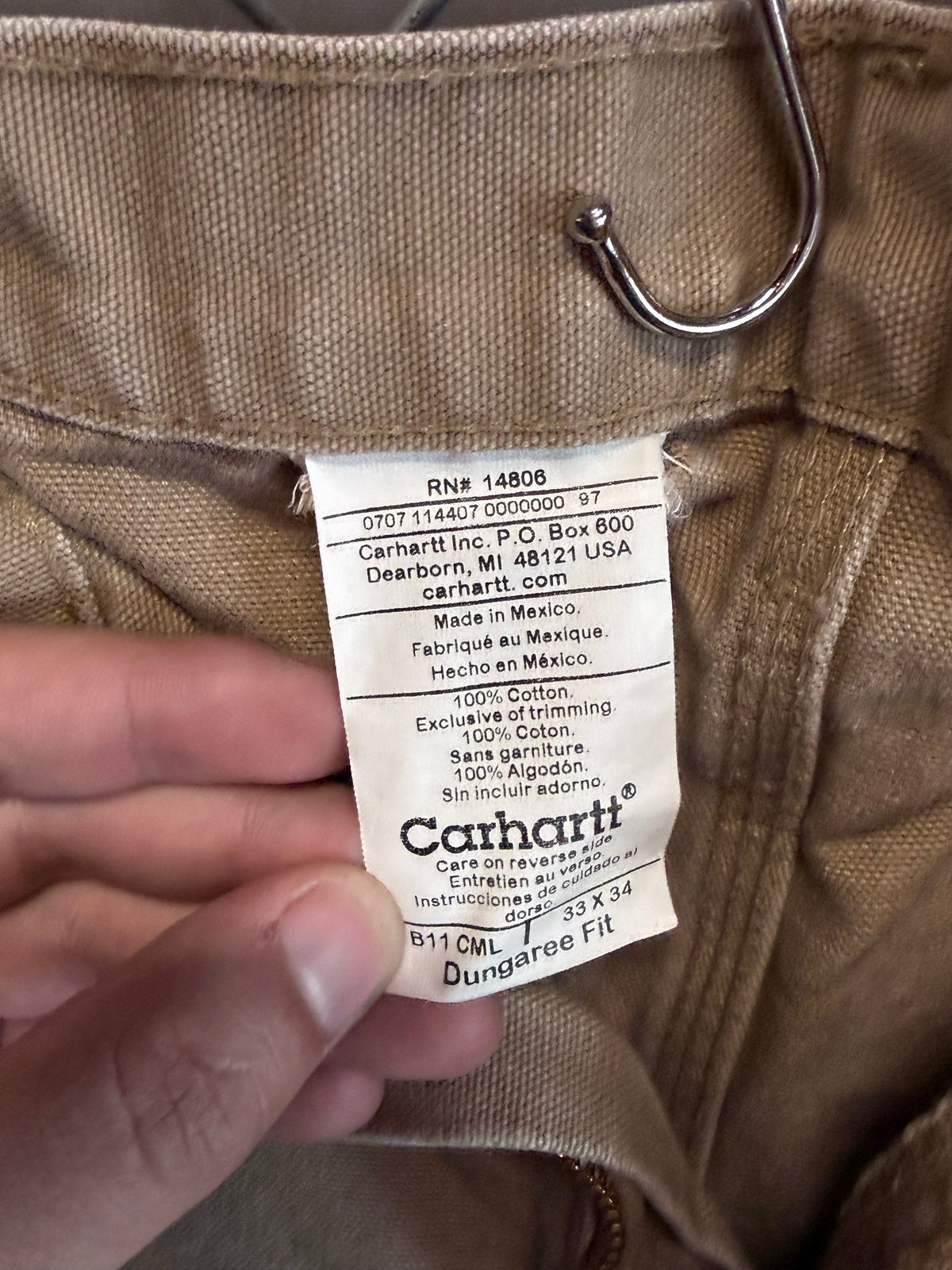 Carhartt Brown Dungaree Fit Carpenter Pants Size 32x32