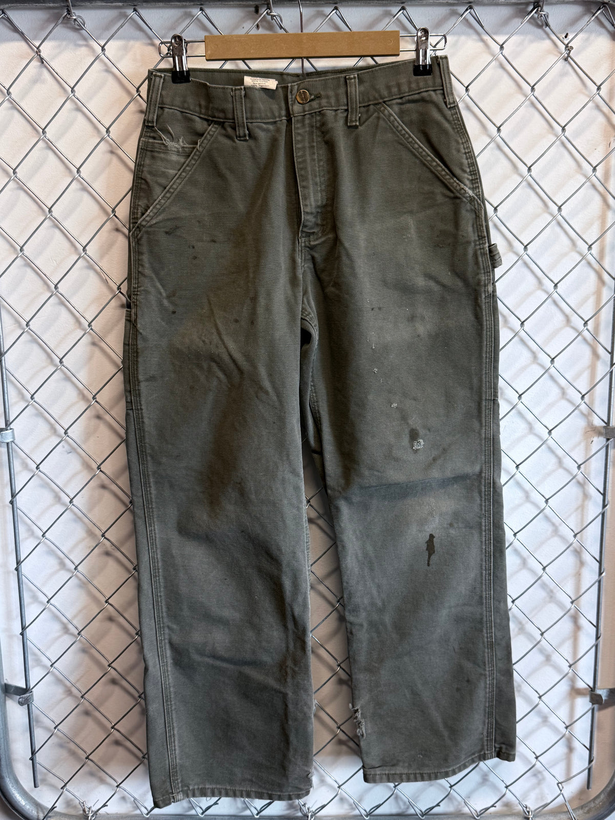 Carhartt Olive Green Dungaree Fit Carpenter Pants Size 31x27