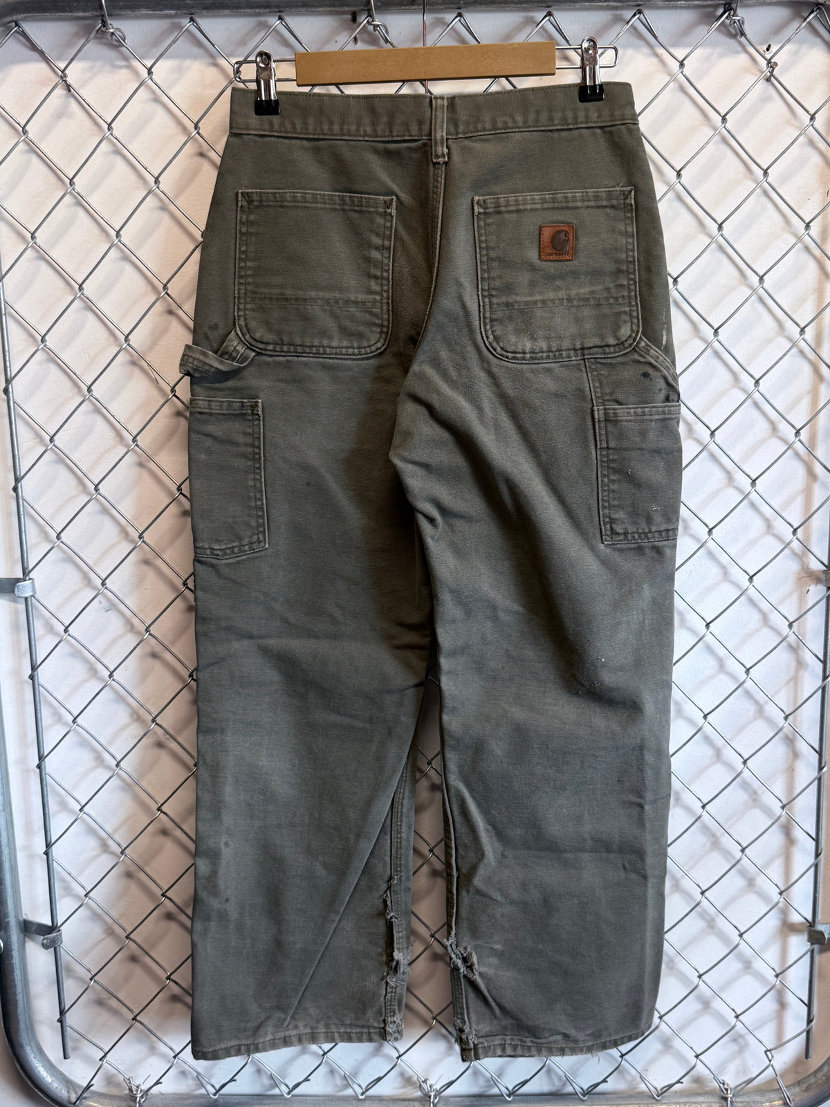 Carhartt Olive Green Dungaree Fit Carpenter Pants Size 31x27