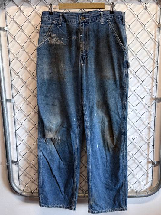 Vintage Carhartt Dungaree Fit Denim Carpenter Jeans Size 34x31