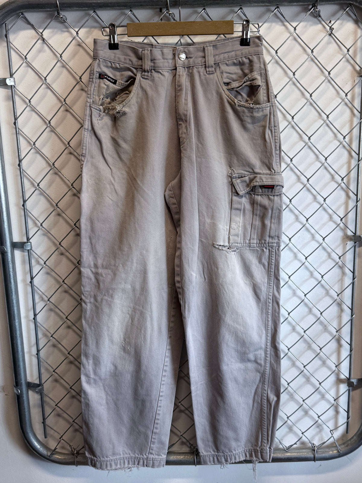 Y2K FUBU Jeans Distressed Pockets Cargo Jeans Size 30x30