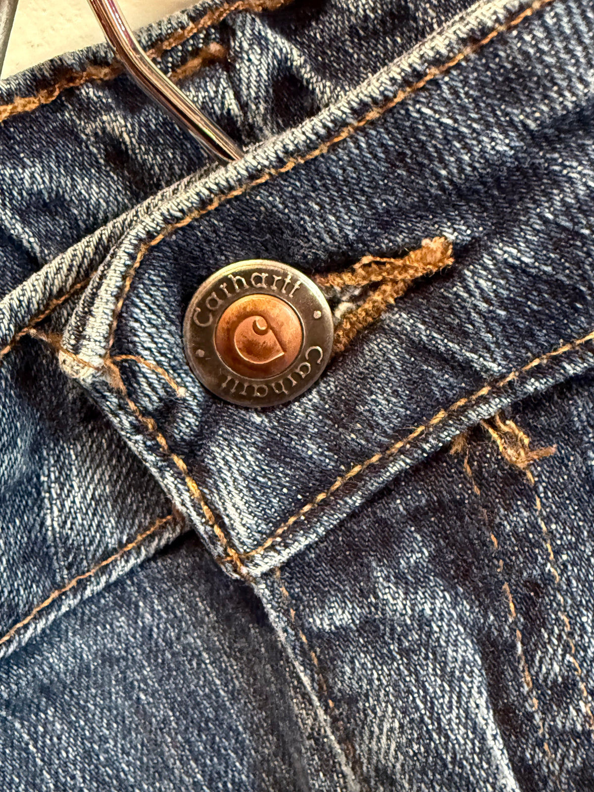 Carhartt Women's Faded Denim Double Knee Carpenter Jeans Size 34x29